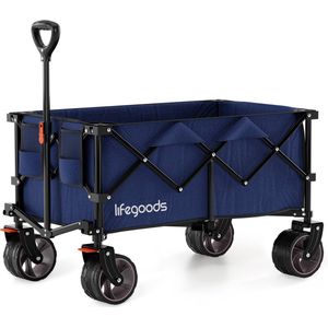 LifeGoods Bolderkar - XL - Opvouwbaar - 200L - 150KG Draagkracht - Blauw