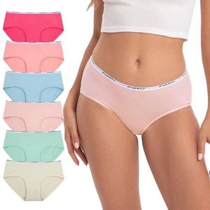Stretch Katoen Slips voor Dames – Midden Taille Ondergoed (6 Stuks)