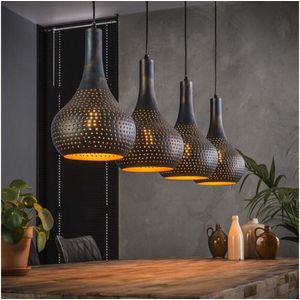 Hanglamp 4 Lampen - Punch - Ray - Zwart - Metaal - Woonkamer - Keuken - E27 Fitting - Exclusief Lichtbron - Voedingstype Netstroom - 220 V