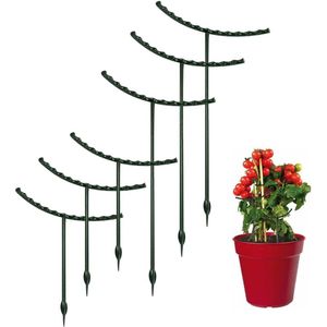 6 stuks metalen plantenondersteuningsstokken tuingroen halfronde plantenondersteuning ring plantenkooi plantenondersteuning voor kleine potplanten Schlumbergera Cliva vetplanten