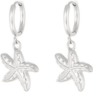 Minimalistische oorbellen met zeester - Yehwang - Oorbellen dames - Zilveren oorbellen - Zilver/Silver - Stainless Steel - Waterproof - Earrings - Kerst - Kerst cadeau - Sinterklaas cadeau - Party - Moederdag - Valentijn - Dames oorbellen