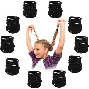 Zwarte Haarelastiekjes 2 mm - 300 Stuks - Elastische Haarbanden voor Vrouwen en Meisjes