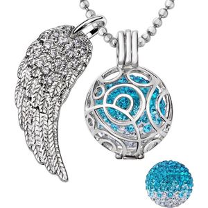 Quiges Engelenroeper 18mm Bolhouder met Ketting 90cm en Bolletje - Dames - Zilverkleurig Cirkels - EBS18015