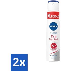 Nivea - Deospray - Dry Comfort - Actieve Bescherming Van De Huid - 250 ml - Voordeelverpakking - 2 stuks