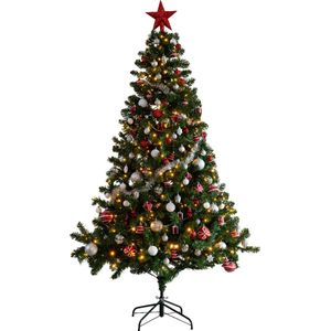 Everlands kunstkerstboom 180cm met LED verlichting en decoratie