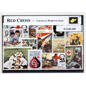 Het Rode Kruis – Luxe postzegel pakket (A6 formaat) : collectie van 50 verschillende postzegels van het rode kruis – kan als ansichtkaart in een A6 envelop - authentiek cadeau - kado - geschenk - kaart - nood - noodhulp - stichting  - henri dunant
