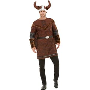 Smiffy's - Piraat & Viking Kostuum - Stoere Noorman Krijger Kostuum - Bruin - Medium - Carnavalskleding - Verkleedkleding
