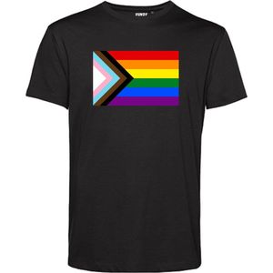 T-shirt LHBTIQ+ Vlag | Gay pride shirt kleding | Regenboog kleuren | LGBTQ | Zwart | maat 3XL