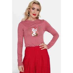 Voodoo Vixen - Kitty Love Letter Sweater/trui - M - Roze