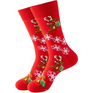 kerstsokken -very happy reindeer"" - maat 41-47 - Kerstmis- Gift- kado - mannen