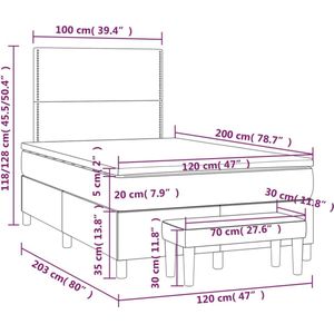 vidaXL - Boxspring - met - matras - stof - crèmekleurig - 120x200 - cm