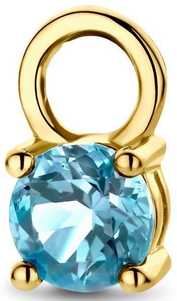 14K Geelgoud - Oorringhanger - Blauw Topaas - Per Stuk