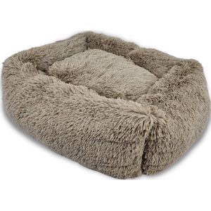 Topmast Fluffy Lounge Serie - Hondenmand - 62 x 44 x 22 cm - Taupe - Hondenbed - Hondenkussen - Kattenmand