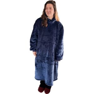 United Entertainment ® Oversized Warme Hoodie Sweatshirt Superzacht Sherpa Fleece met Mouwen Grote buidelzak One size - Navy Blauw