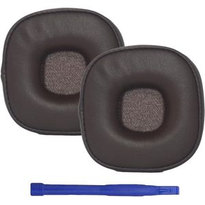 Allecto Plus - Vervangende Oorkussens van Eiwitleer en Traagschuim voor Draadloze Hoofdtelefoon (Bruin) met Compatibiliteit voor Marshall Major V