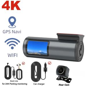 Je Huis 4K Dashcam WiFi GPS – Auto DVR met Nachtzicht, 24H Parkeermodus, G-Sensor en Groothoek 170° Camera