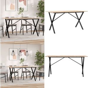 vidaXL Eettafel X-frame 160x80x75 cm massief grenenhout en gietijzer - Eettafel - Eettafels - Eetkamertafel - Tafel