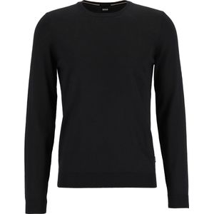 BOSS Leno slim fit trui wol - heren pullover met O-hals - zwart - Maat: L