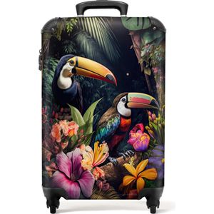 NoBoringSuitcases.com - Koffer - Reiskoffer - Toekan - Bloemen - Regenboog - Jungle - Planten - Trolley op wieltjes - TSA slot - Kofferslot - Fotokoffer - Past binnen 55x40x20 cm en 55x35x25 cm - Handbagage koffer - Hardcase koffer - Lichtgewicht