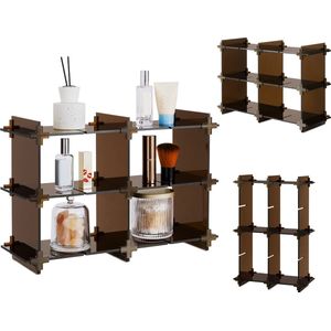 Navaris make up of parfum organiser - 45 x 14 x 30 cm - Kunststof badkamer of bureau organizer - Aanrecht rek - Eenvoudige montage - Transparant bruin