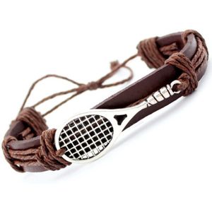 GoedeDoelen.Shop | Veterarmband Tennis Racket | Tennis Armband | Sport Armband | In Maat Verstelbaar | Polsmaat 17 - 27 CM | Cadeau | wellness-House