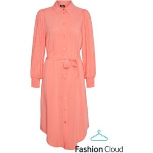 Vero Moda Sara Ls Calf Shirt Dress Georgia Peach MULTICOLOR XL