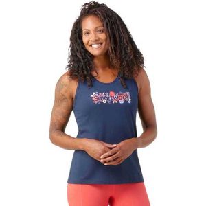 Smartwool Floral Meadow Graphic Mouwloos T-shirt Blauw L Vrouw