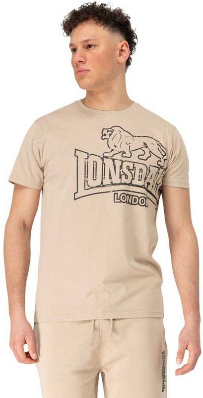 Lonsdale Heren T-shirt normale pasvorm LANGSETT, zand/zwart, 4XL, zand/zwart, 4XL