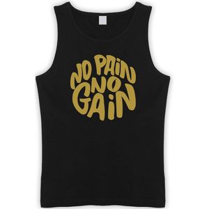 Zwarte Tanktop met "" No Pain No gain �“ print Goud size L