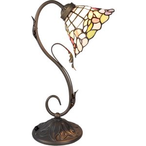 Tiffany Tafellamp 32*20*48 cm E27/max 1*60W Wit, Groen, Rood Glas in lood Bloemen Tiffany Bureaulamp Tiffany Lampen