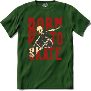 Born To Skate | Skaten - Skateboard - T-Shirt - Unisex - Bottle Groen - Maat L