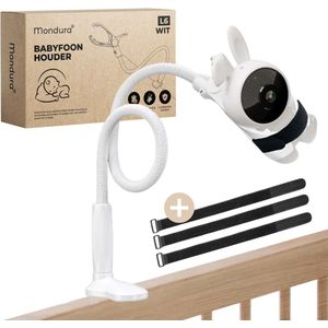 Mondura Babyfoon houder Universeel – Camera Houder – Babyfoonhouder – babyfoon Standaard - Wit – Leder - Incl. 3 Bandjes