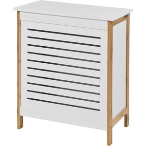 Mara Badkamerkast - Opbergkist - Wasmand - Wasbox - Wasverzamelaar met deksel - Wit - MDF - 50 x 38 x 60 cm