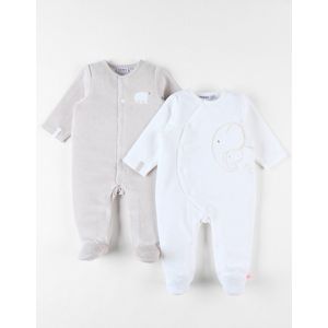Noukie's - 2 pack - Pyjama - Ecru / beige - Olifant - 1 maand 56
