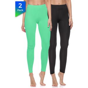 Merry Style Dames Leggings - Sport - Vrijetijdsbroek - 2-Pack - Lang - Katoen - MS-MS10-198-LE-2Pack - Zwart/Munt - M