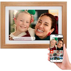 Digitale Fotolijst 10.1 Inch - Digitale Fotolijsten - Hd+ Ips Display Met Wifi En Aanraakscherm - 1 Stuks - Voor Thuis/Office Licht hout - kerstcadeaus voor volwassenen
