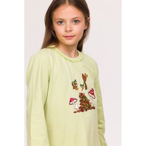 Woody Meisjes-Dames Pyjama lichtgroen - maat 092/2J