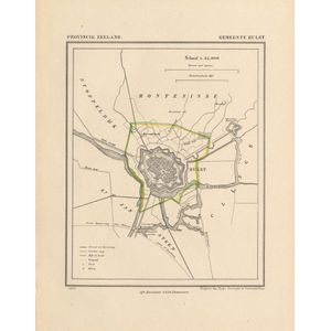 Historische kaart, plattegrond van gemeente Hulst in Zeeland uit 1867 door Kuyper van Kaartcadeau.com