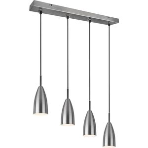 LED Hanglamp - Hangverlichting - Torna Farona - E14 Fitting - 4-lichts - Rond - Mat Nikkel - Aluminium