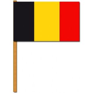 België Vlag - Zwaaivlag - 30 x 45 cm - Zwart / Geel / Rood