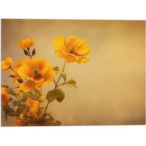 Vlag - Oranje Boterbloemen bij Licht Bruine Achtergrond - 40x30 cm Foto op Polyester Vlag