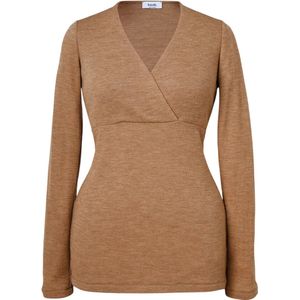 Boob Design - Zwangerschaps - Voedingstop - Geribde Merinowol - Bruin Melange - Maat XL