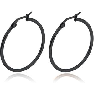 Cilla Jewels Hoop oorringen Dames Edelstaal Zwart-30mm