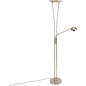 QAZQA ibiza - Moderne Dimbare LED Vloerlamp | Staande Lamp met Dimmer met leeslamp - 1 lichts - H 180 cm - Staal - Woonkamer | Slaapkamer | Keuken