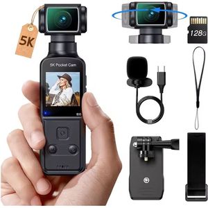 5P Pocket Cam - Draaibare Lens - Video - Action - Vloggen - Sport - Microfoon