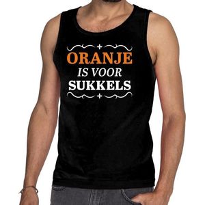 Zwart Oranje is voor sukkels singlet/ mouwloos shirt heren -  Koningsdag kleding XXL