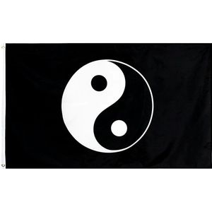 Ying Yang Spandoek - 150 x 90 CM - Doek - yingyang - Goed en kwaad - zwart en wit - Vlag - Voor binnen en buiten - Banner