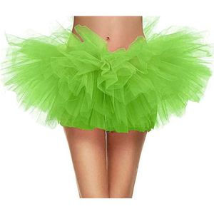 KIMU Tutu Super Kort Lime Groen Tule Rokje - Maat XS S M - Groene Petticoat Rok Dames Meisje - Ballet Tulerokje Balletpakje Alien Peter Pan Tinkerbel Festival