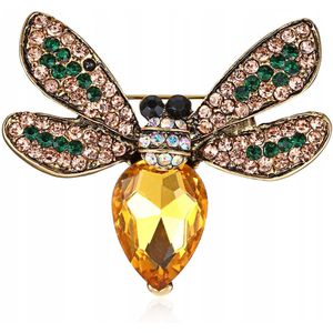 Pinets Insecten Broche met Zirkonia - Geel Goudkleurig