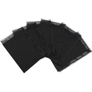 Boraboi - Dameszakdoeken - Zwart - 25 x 25 cm - Katoen met Kanten Details en Bloemenborduurwerk